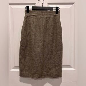 Kate Hill Petites Wool Angora Blend Pencil Skirt Tan Brown Tweed Size 0P